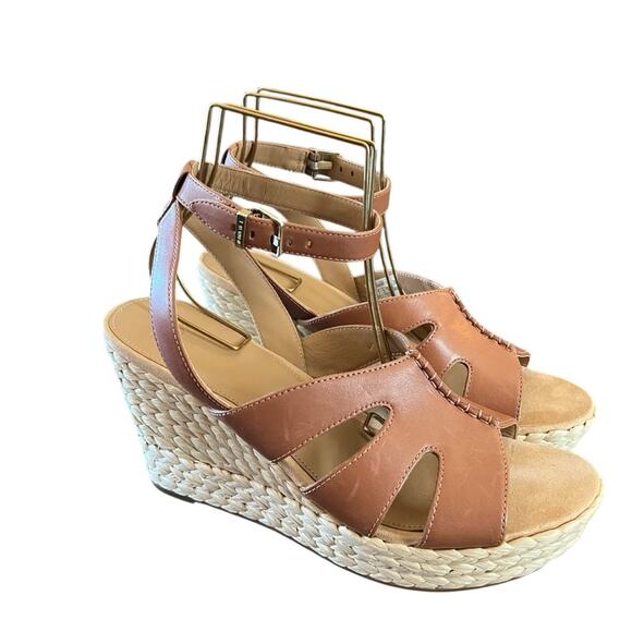 UGG Careena  Leather Ankle-Strap Espadrille Platform Wedge Sandals NEW Size 11 - Picture 4 of 9